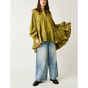NWT FREE PEOPLE Buttondown Sweatshirt / Grape Leaves Sold Out online